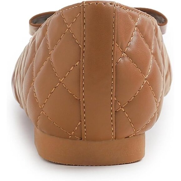 Feversole Women's Camel Plain Toe Cap Synthetic Square Toe Slip On Ballet Flats - Picture 5 of 5